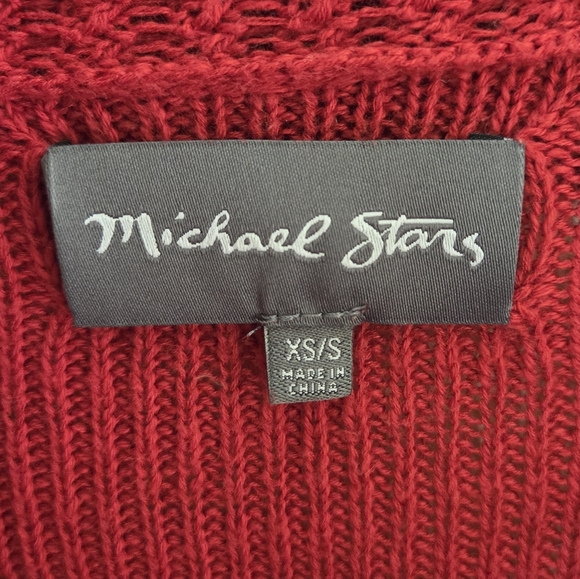 Michael Stars | Red Drapey Cowl Neck Cotton Sweater with Reverse Seams Size XS/S - Picture 3 of 4